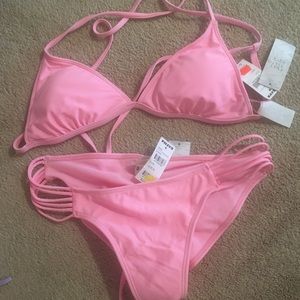 Neon pink strappy bikini